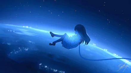 falling long hair sky Anime Original Sky Anime HD Desktop Wallpaper | Background Image