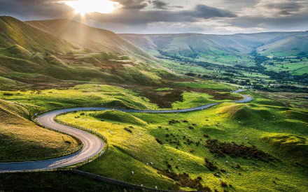 cow hill sunbeam pasture road photography landscape HD Desktop Wallpaper | Background Image