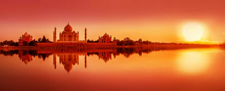 reflection India monument building water dome Agra sunset man made Taj Mahal HD Desktop Wallpaper | Background Image