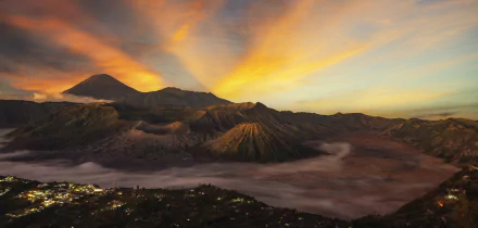 Mount Bromo panorama volcano Indonesia island mountain Java (Indonesia) photography landscape HD Desktop Wallpaper | Background Image
