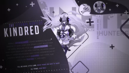 4K Ultra HD desktop wallpaper featuring Kindred from League of Legends, showcasing the character in a dynamic video game-themed design.