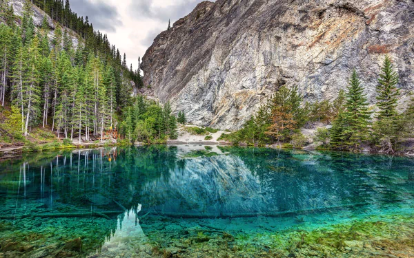 reflection mountain Canada Alberta nature lake HD Desktop Wallpaper | Background Image
