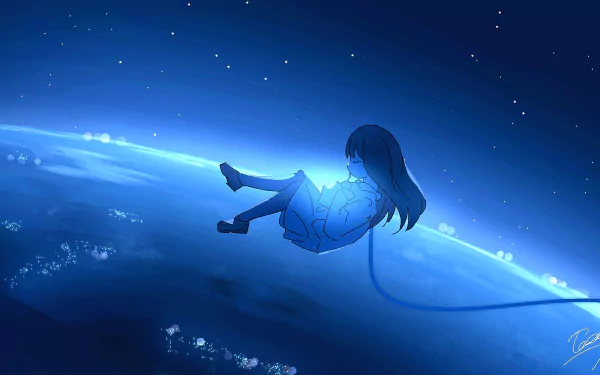 falling long hair sky Anime Original Sky Anime HD Desktop Wallpaper | Background Image