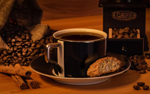 saucer coffee beans drink mug cookie food coffee HD Desktop Wallpaper | Background Image