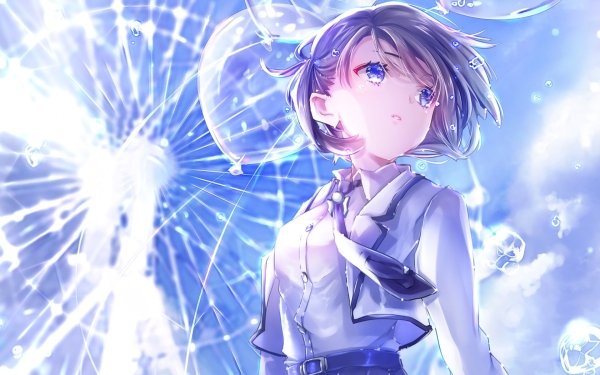 Anime Original Balloon Purple Hair Purple Eyes Ferris Wheel Tears HD Wallpaper | Background Image