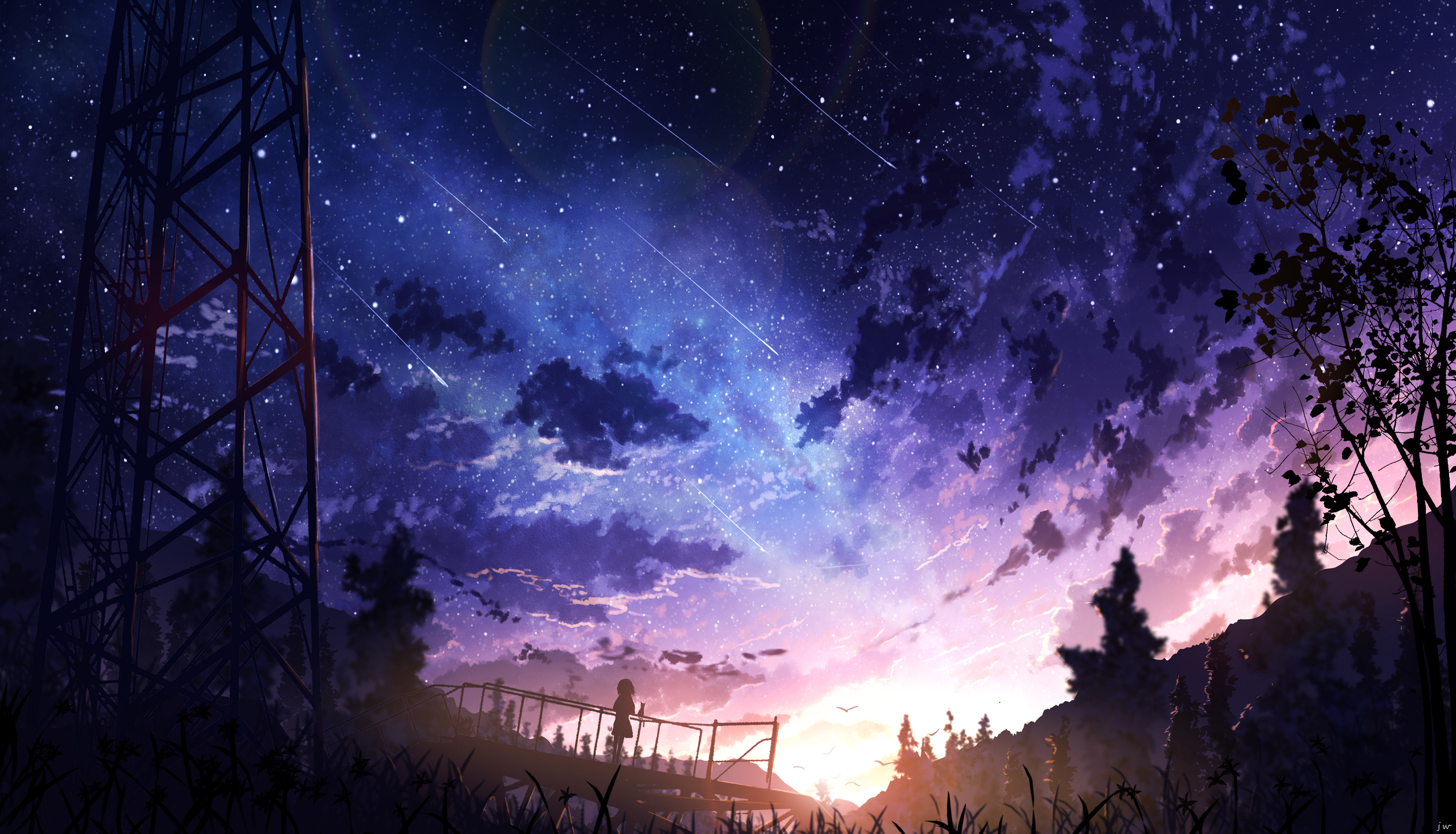 Anime Sunrise 4k Ultra HD Wallpaper by 画师JW