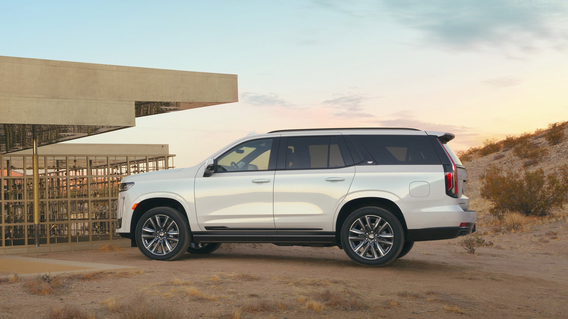 Download White Car SUV Car Cadillac Vehicle Cadillac Escalade 4k Ultra HD Wallpaper