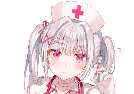 syringe twintails pink eyes nurse Anime Original HD Desktop Wallpaper | Background Image