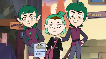 green hair Emira Blight Edric Blight Amity Blight TV Show The Owl House HD Desktop Wallpaper | Background Image