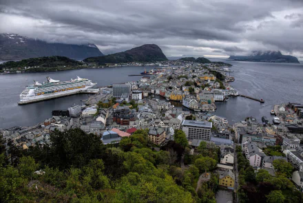 ship panorama Norway house building man made Ålesund HD Desktop Wallpaper | Background Image