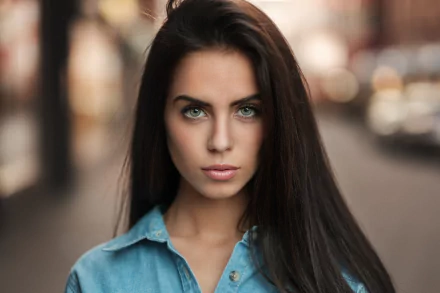 depth of field green eyes black hair face model woman Marlen Valderrama Alvaréz HD Desktop Wallpaper | Background Image