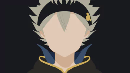 Minimalist 4K Ultra HD anime wallpaper of Asta from Black Clover, featuring his signature headband and spiky hair against a dark background.