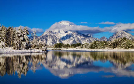 rocky mountains Wyoming river reflection mountain cloud winter nature grand teton national park HD Desktop Wallpaper | Background Image