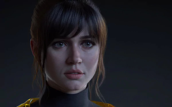 Close-up of Cuban actress Ana de Armas with brunette hair, set against a dark background in a 4K Ultra HD desktop wallpaper.