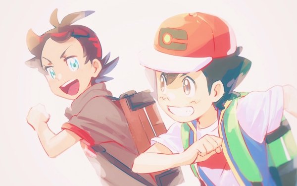 Anime Pokémon Ash Ketchum Goh Smile Blue Eyes Brown Eyes Cap Two-Toned Hair Black Hair HD Wallpaper | Background Image