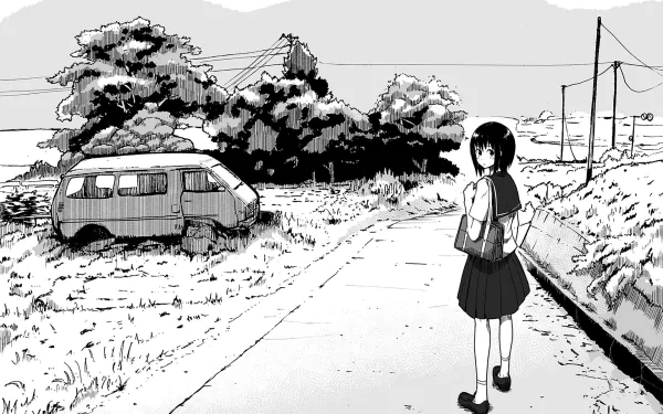 Black & White Anime monochrome Black And White Anime HD Desktop Wallpaper | Background Image