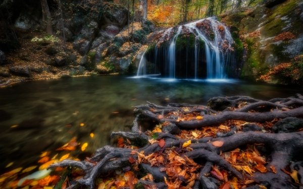 Earth Waterfall Waterfalls Fall Leaf Roots River Russia HD Wallpaper | Background Image
