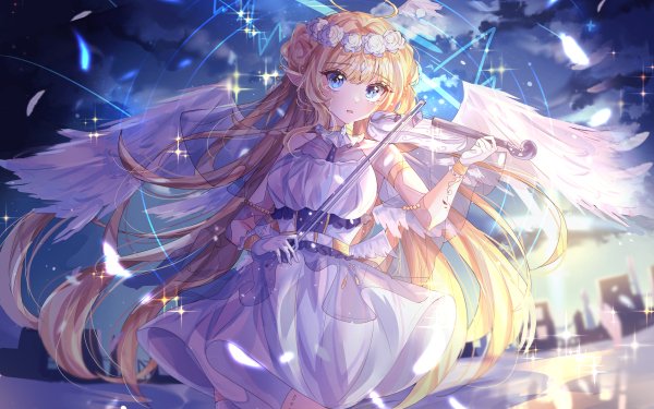 Anime Angel Blonde Wings HD Wallpaper | Background Image