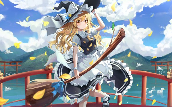 Anime Touhou Marisa Kirisame Blonde Witch Hat HD Wallpaper | Background Image