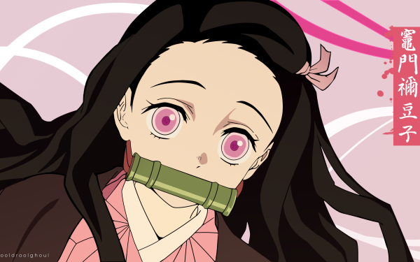 Anime Demon Slayer: Kimetsu no Yaiba Nezuko Kamado Kimetsu no Yaiba Pink Eyes HD Wallpaper | Background Image