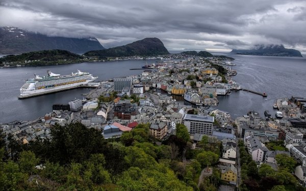 Man Made Ålesund Towns Norway Building House Panorama Ship HD Wallpaper | Background Image