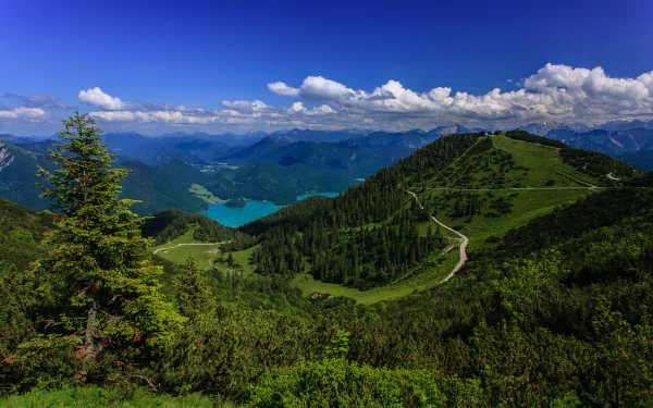 cloud Bavarian Alps forest panorama Germany lake mountain nature alps HD Desktop Wallpaper | Background Image