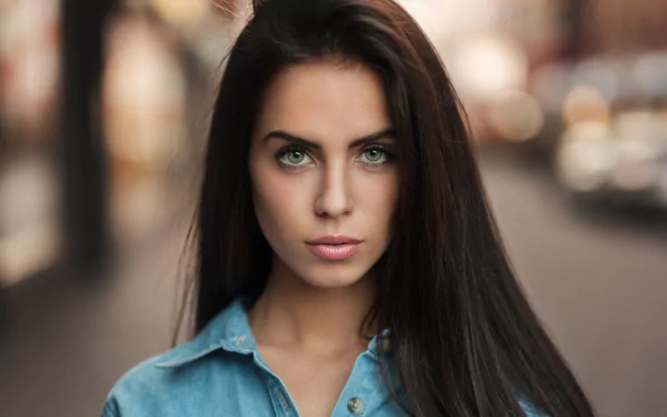 depth of field green eyes black hair face model woman Marlen Valderrama Alvaréz HD Desktop Wallpaper | Background Image