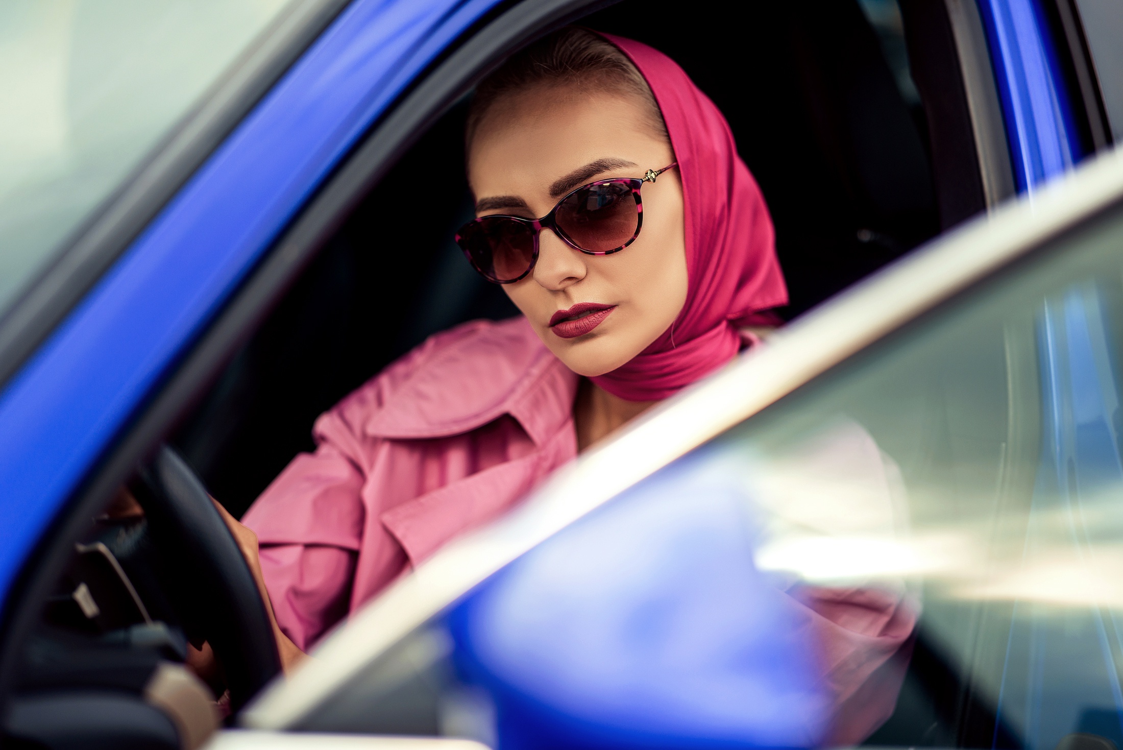 Download Style Model Sunglasses Car Woman Girls & Cars HD Wallpaper by ...