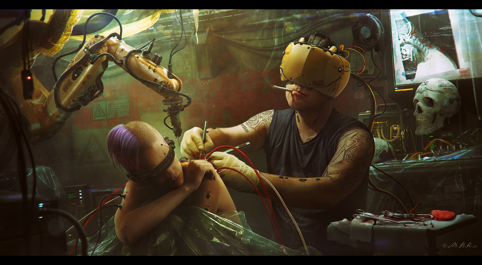 Download Cyborg Sci Fi Cyberpunk HD Wallpaper by Vladimir Manyukhin