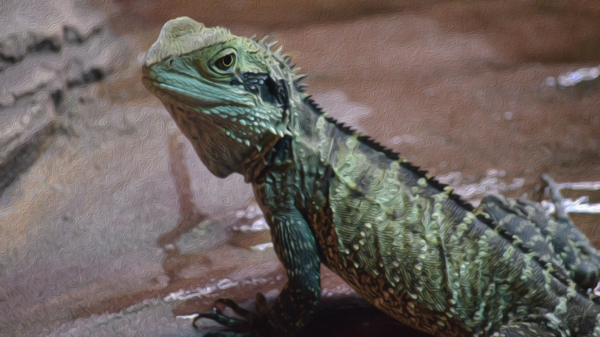 Australian Water Dragon Done with a Oil Paint Filter 🦎 by lonewolf6738