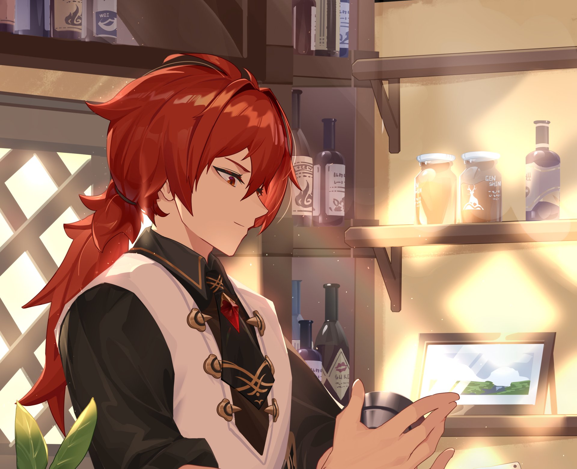 Download Red Hair Diluc (Genshin Impact) Video Game Genshin Impact HD Wallpaper by 南斯拉夫蜥蜴