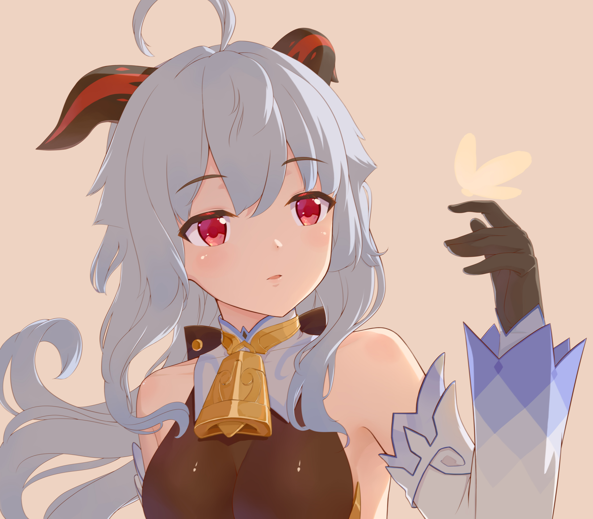 HD PC desktop wallpaper featuring Ganyu from the video game Genshin Impact, showcasing her distinctive blue attire and serene expression.