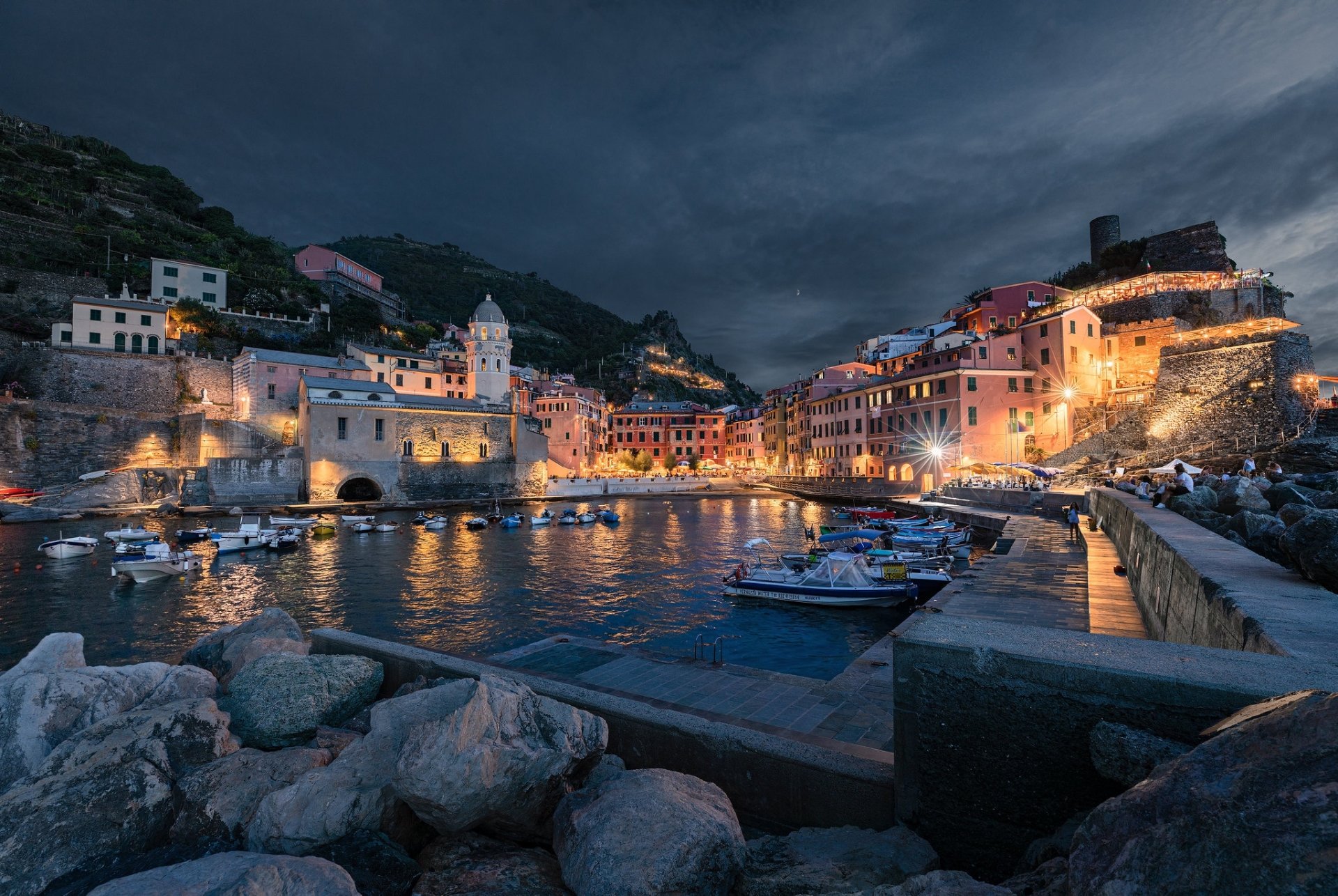 Download Boat Harbor Italy Liguria Cinque Terre Man Made Vernazza HD Wallpaper