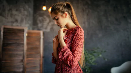 model profile long hair dress woman mood HD Desktop Wallpaper | Background Image