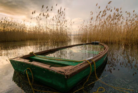 reed lake vehicle boat HD Desktop Wallpaper | Background Image
