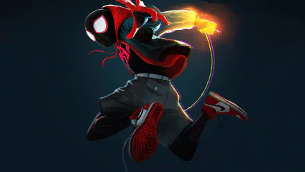 4K Ultra HD desktop wallpaper featuring Miles Morales as Spider-Man from the video game Marvel's Spider-Man: Miles Morales in an action pose against a dark background.