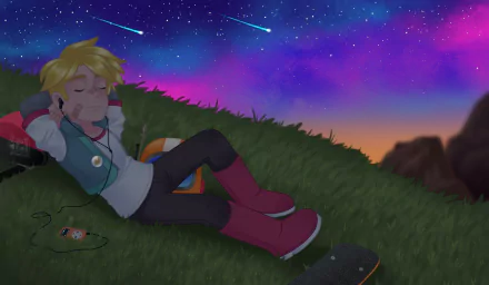 grass earbuds sky star blonde boots Gary Goodspeed TV Show Final Space HD Desktop Wallpaper | Background Image