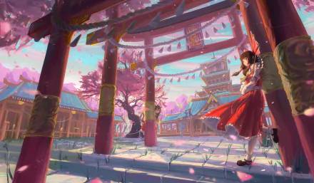 torii dress building Suwako Moriya Reimu Hakurei Cirno (Touhou) Chen (Touhou) Anime Touhou HD Desktop Wallpaper | Background Image