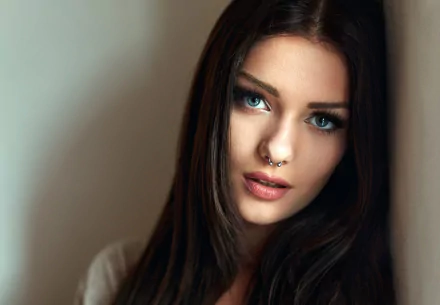 blue eyes long hair piercing portrait face Veronika Ožanová woman model HD Desktop Wallpaper | Background Image