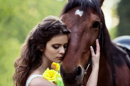 long hair portrait horse woman mood HD Desktop Wallpaper | Background Image