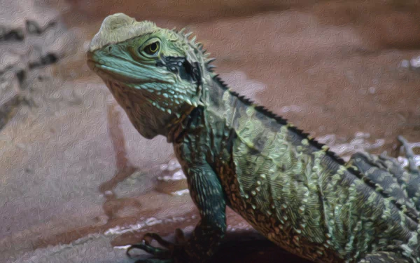  Australian Water Dragon Done with a Oil Paint Filter 🦎