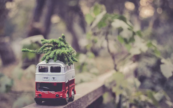 bokeh branch fir bus man made toy HD Desktop Wallpaper | Background Image