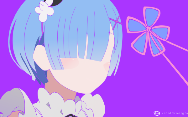 Anime Re:ZERO -Starting Life in Another World- Rem Blue Hair Cute Minimalist HD Wallpaper | Background Image