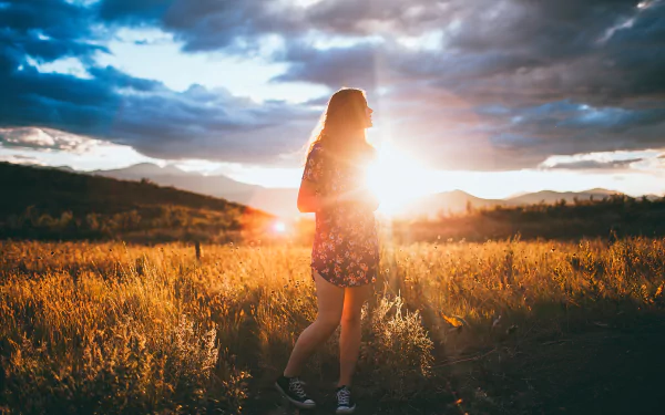 outdoor sunset woman mood HD Desktop Wallpaper | Background Image