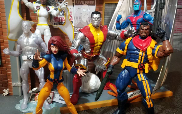 Bobby Drake figurine X-Men Iceman (Marvel Comics) Colossus Warren Worthington III Archangel (Marvel Comics) Storm (Marvel Comics) Bishop (Marvel Comics) Jean Grey man made toy HD Desktop Wallpaper | Background Image