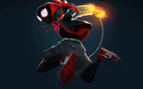 4K Ultra HD desktop wallpaper featuring Miles Morales as Spider-Man from the video game Marvel's Spider-Man: Miles Morales in an action pose against a dark background.