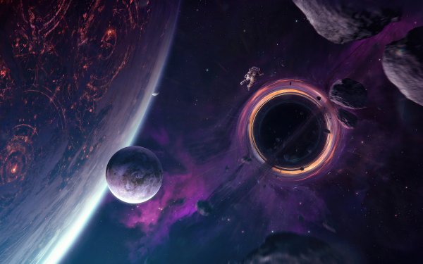 Sci Fi Astronaut Space Planet Black Hole HD Wallpaper | Background Image