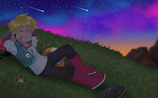 TV Show Final Space Gary Goodspeed Boots Blonde Stars Sky Earbuds Grass HD Wallpaper | Background Image