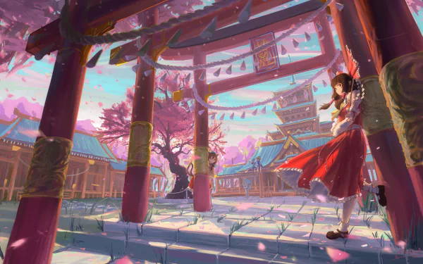 torii dress building Suwako Moriya Reimu Hakurei Cirno (Touhou) Chen (Touhou) Anime Touhou HD Desktop Wallpaper | Background Image