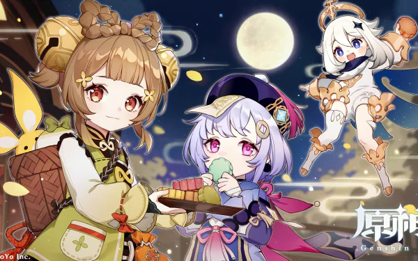 red eyes blue eyes pink eyes purple hair brown hair white hair Yaoyao (Genshin Impact) Qiqi (Genshin Impact) Paimon (Genshin Impact) video game Genshin Impact HD Desktop Wallpaper | Background Image